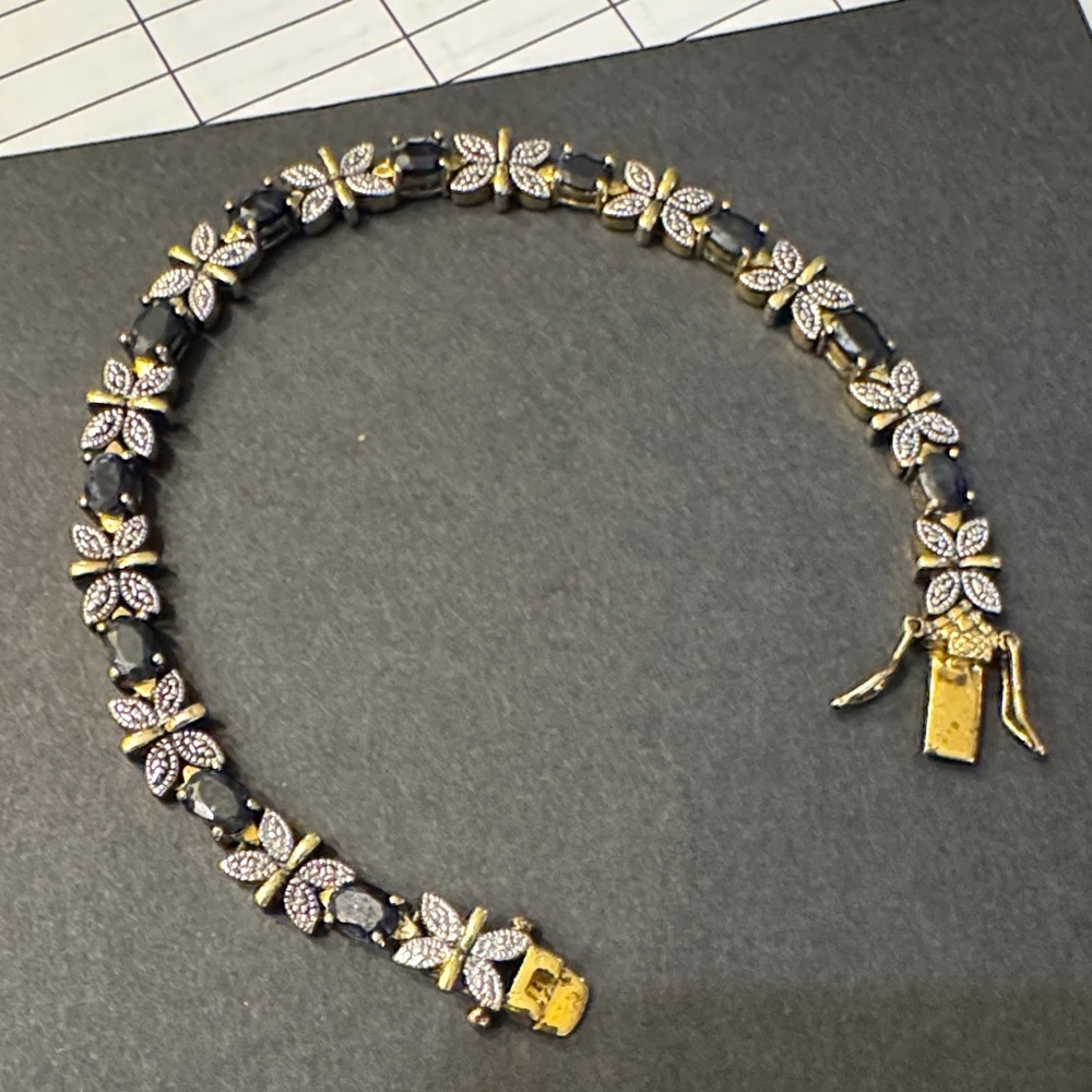 Gold and Black Floral Bracelet